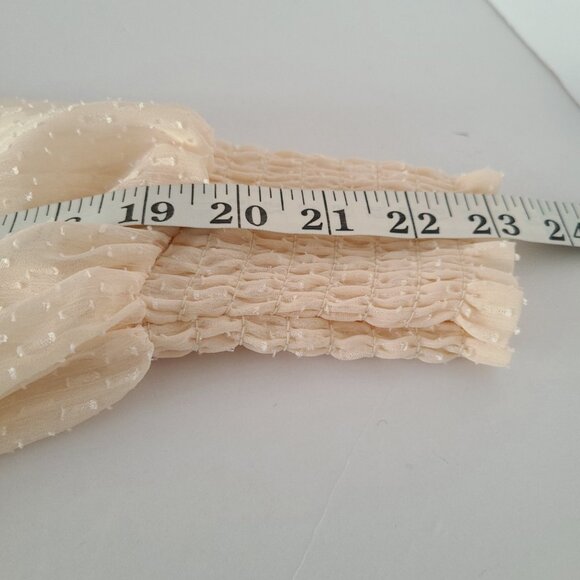 BLU PEPPER WOMEN'S PEASANT BABYDOLL CREAM BLOUSE TEXTURED FLOWY SZ LARGE - Picture 7 of 11